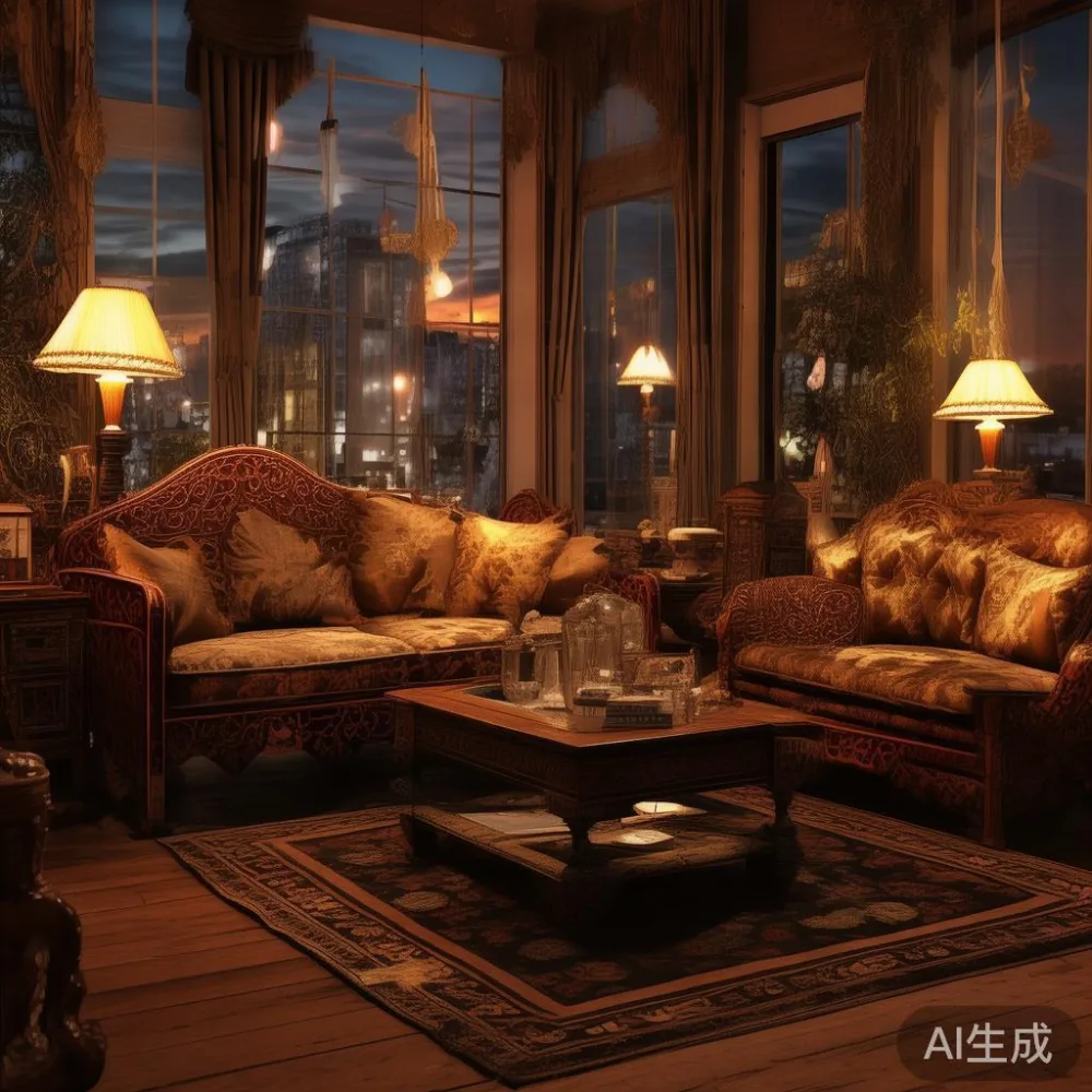 Buying Majlis Furniture Online in Singapore: Delivery, Assembly, and R — room setting at dusk with warm lamp light, film 