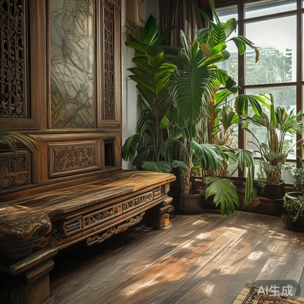 Caring for a Lacquered Surface in a Tropical Climate: A Majlis Furnitu — corner of a small condo apartment with wooden fl