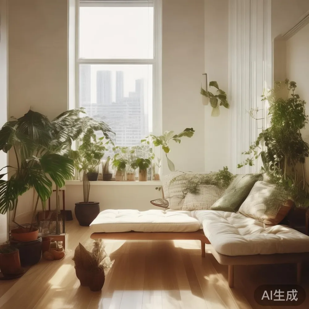Warm Minimal Living: Matching Majlis Furniture Without Losing the Cosy — corner of a small condo apartment with wooden fl